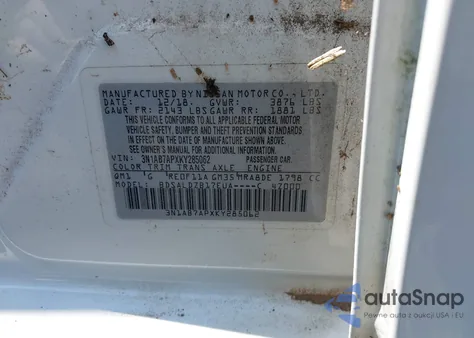 2019 Nissan Sentra Sv z USA, uszkodzony, nr VIN 3N1AB7APXKY285062